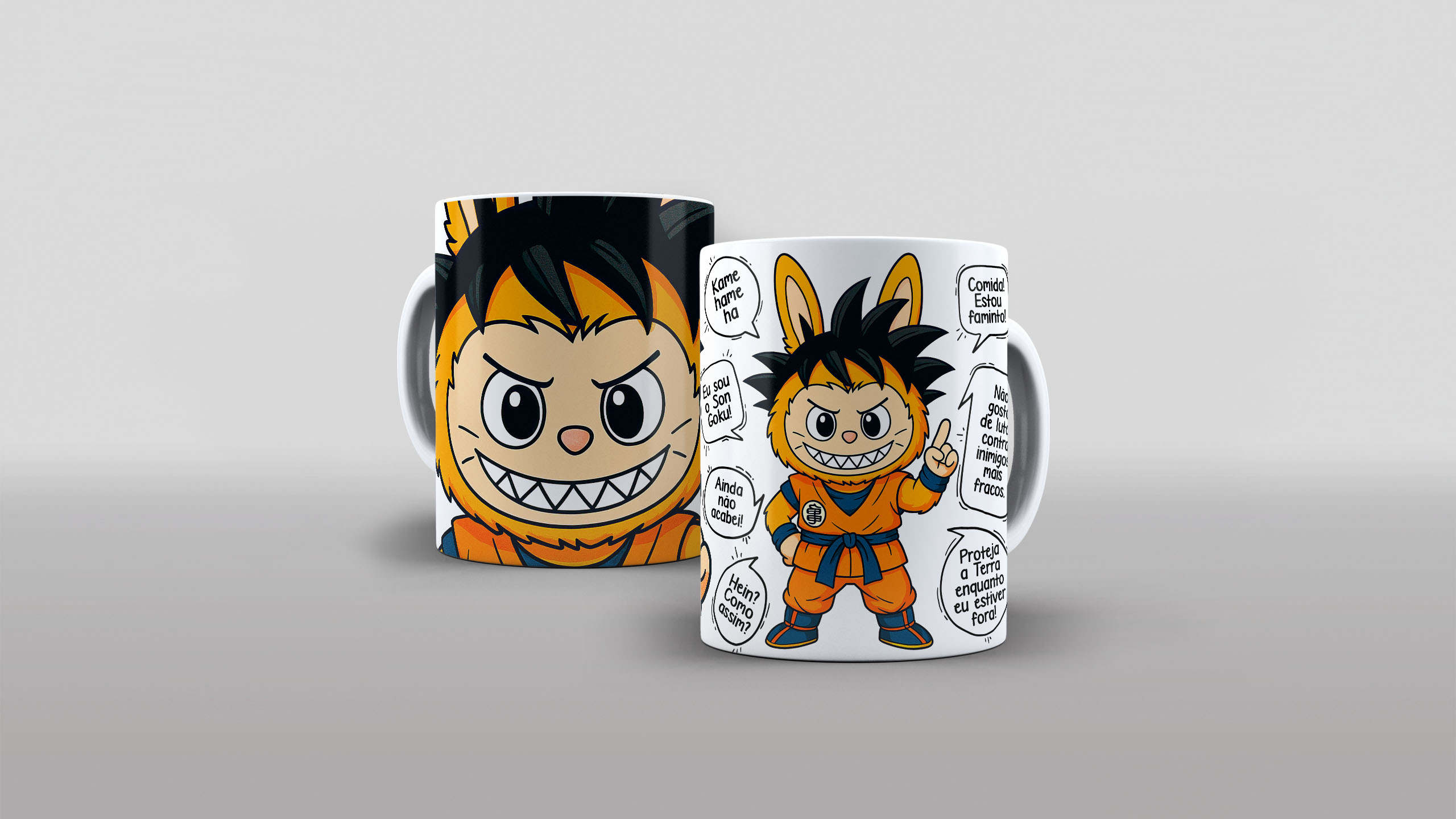 Caneca labubu Eu sou Son Goku Kamehameha