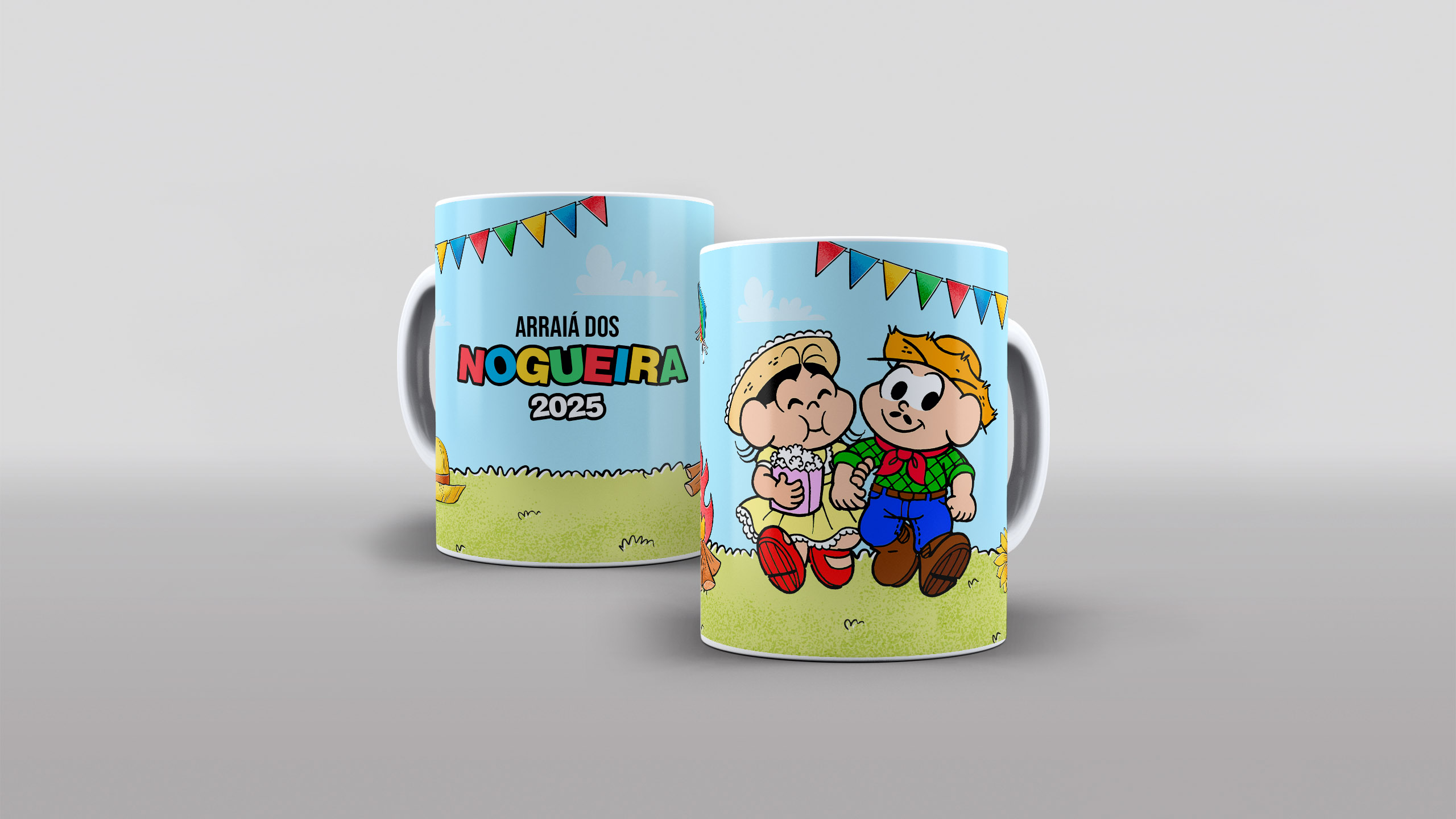 Caneca arráia da familia tal turma da monica cebolinha